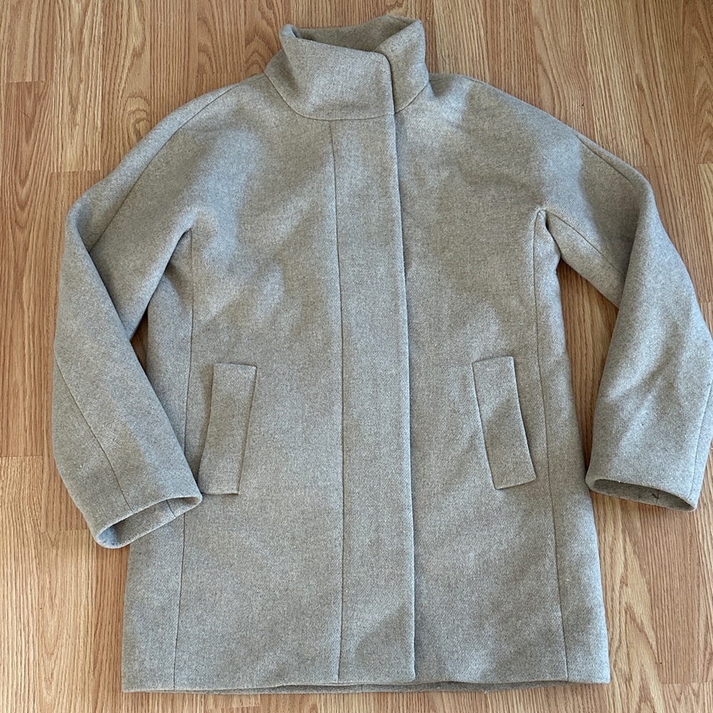 J. Crew Women's Tan Zip Up Pea Coat sz 8